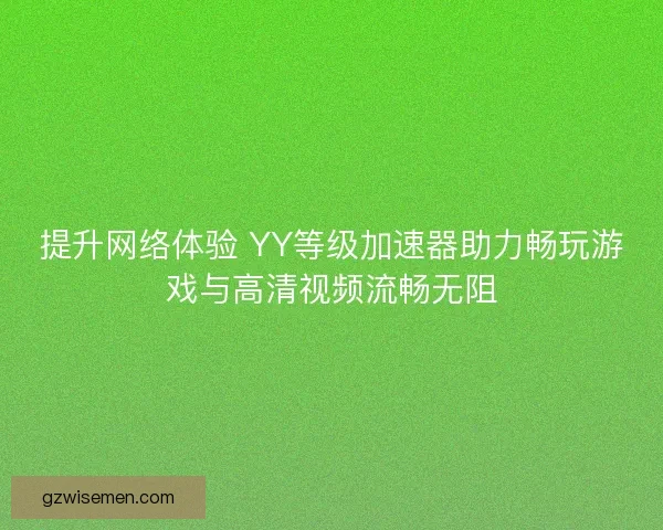提升网络体验 YY等级加速器助力畅玩游戏与高清视频流畅无阻